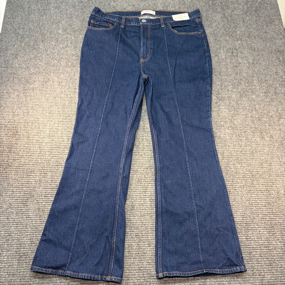 Abercrombie & Fitch The Vintage Flare High Rise Jeans Dark Wash 33 16s Short